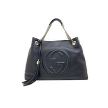 Gucci Soho Black Cellarius GG Logo Leather Chain Bag
