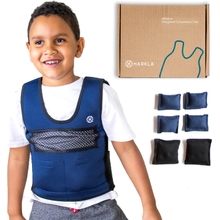 Hangat Berat Harkla untuk Kanak-kanak - Rompi Mampatan Neoprena untuk Autisme, ADHD - Umur 5 hingga 9 - Rompi Berat Kanak-kanak yang Boleh Diselaraskan dengan berat 2lb - Rompi Mampatan Bernafas dan Boleh Dicuci - Sederhana