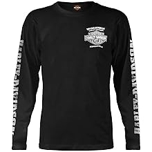 Men's Skull Lightning Crest Graphic Long Sleeve Shirt, Black