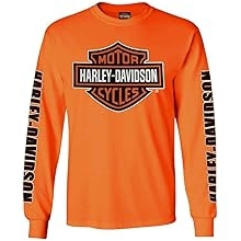 Men's Long Sleeve Orange Bar &amp; Shield Black Shirt 30291744