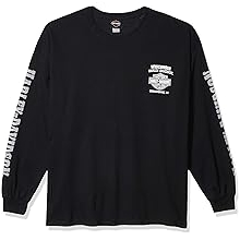 Men's Skull Lightning Crest Graphic Long Sleeve Shirt, Black