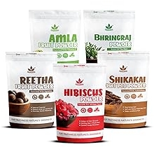 Havintha Amla, Reetha, Shikakai, Bhringraj and Hibiscus powder for Hair care Each 50g