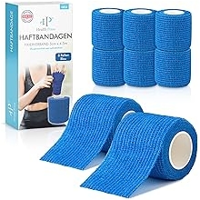 Health Press  Self-Adhesive Bandage - 8 x Plaster Roll 5 cm x 4.5 m - Self-Adhesive Bandage - Elastic Bandage - Water Dust Grease and Dirt-Repellent Bandage Material Blue 8 Rolls