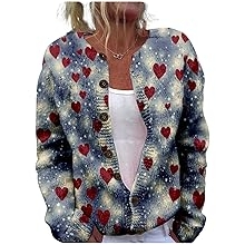 Heart Sweater for Women Valentines Day Cardigan Chunky Button Up Knitted Oversized 2025 Fashion Cropped Blouses