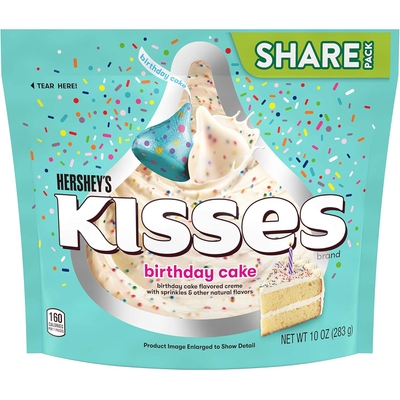 HERSHEY'S Kisses Birthday Cake Flavored with Sprinkles Candy Bag, 10 Oz