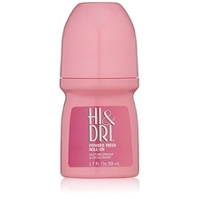 Hi & Dri Anti Perspirant Deodorant Roll On Powder Fresh 1.7 oz (Pack of 6)