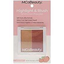 MCoBeauty Highlights and Blush - Two-Tone Powder Duo - Gorgeous Flash of Shine and Color - Satin Blush and High Shine Highlighter - High Blend - Long Lasting - Nectar Lash - 0.75 oz
