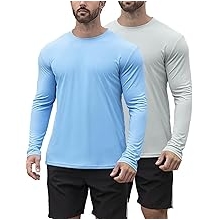 2 Pack Men's UPF 50+ Rash Guard Quick-Dry Long Sleeves Shirts, Swim Fishing Shirts UV Sun Protection Shirts for Men