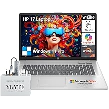 HP 2025 17.3 Touch Screen Laptop PC, 17 Inch Laptop Touchscreen, AMD Ryzen 56-Cores, 64GB RAM 1TB SSD, Windows 11 Pro, Lifetime Microsoft Office, 10-Key