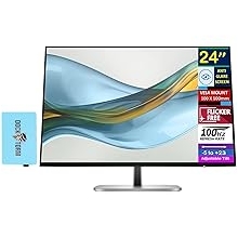 HP Series 5 Pro 524pn 24" 100 Hz 300 Nits WUXGA IPS Monitor, Anti Glare, Flicker Free, VESA Mount 100mm, Adjustable Tilt, Swivel, Pivot & Dockztorm USB Port Expander, Black/Silver 9D9A7AA#ABA