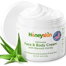 Hydrating Face Moisturizer &amp; Body Cream with Manuka Honey Cream &amp; Coconut Body Oil - Organic Face Moisturizer and Body Lotion for Extremely Dry Skin - For Dry Itchy Skin &amp; Rosacea Treatment (8oz)