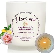 I Love You Gift for Women &ndash; Wife, Girlfriend, Mom | Valentines Day Gift for Her |10oz Soy Wax, Essential Oils, Hidden Message Inside Candle | Handmade, Designed in Europe
