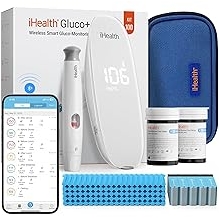 iHealth Gluco+ Wireless Smart Blood Glucose Monitor Kit with Free App, 100 Glucometer Strips, 100 Lancets, 1 Blood Sugar Monitor, 1 Lancing Device, Portable Diabetes Testing Kit for Home Use