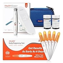 iHealth Pregnancy Test & Blood Sugar Management Bundle Early Pregnancy Test Kit 5 Tests & BG5S100 Gluco+ Wireless Smart Glucose Monitor with Free App Dual Home Testing for Diabetes Fertility Women