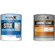 INSL-X Stix Acrylic Waterborne Bonding Primer, 1 Quart, White Cabinet Coat - Urethane Acrylic Satin Sheen Enamel Cabinet Paint, White, 1 Quart, 32 Fl Oz