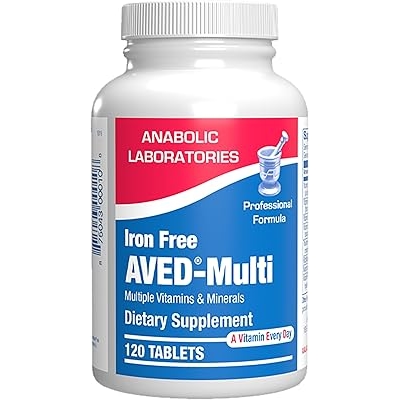 Iron Free Daily Multivitamin for Men and Women, 120 Tablets - AVED Daily Multi Vitamin and Minerals Health Supplement - Vitamins A, C, D, E, Vitamin B Complex, Zinc, Calcium, Magnesium, More