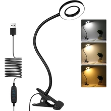 iVict Desk Lamp Clip on Light, 48 LEDs USB Clip Book Light with 3 Color Modes 10 Dimmable Brightness, Eye Protection Desk Light, 360&deg; Flexible Gooseneck for Desk Headboard Reading