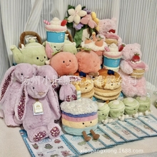 لعبة جيليكتات المحشوة كاملة بثلاث علامات، حقيبة مقاومة للغبار، باقة، رداء حمام، لعبة دب برشلونة المحشوة بالجملة