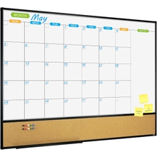 JILoffice Magnetic Calendar Whiteboard &amp; Bulletin Corkboard Combination, Combo Board 48 x 36 Inch, Black Aluminium Frame Wall Mounted Board untuk Office Home and School dengan 10 Push Pin