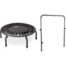 JumpSport 350 PRO Indoor Heavy Duty Lightweight 39-Inch Fitness Rebounder Trampoline with Sporty Steel Handle Bar Accessory for Workouts, Black