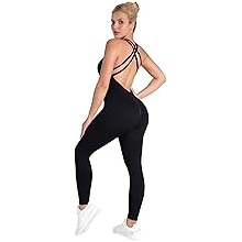 Jumpsuits for Women Backless, Seamless Workout One Piece Bodycon Bodysuits, Butt Scrunch Leggings Unitard