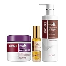 Karseell 3 Item Extract Moisturizing Shampoo and Conditioner Set Neutralizes Brass & Yellow Tones Hair Mask with Argan Oil