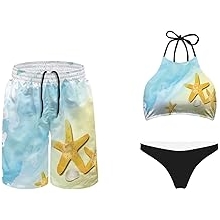 Couples Matching Swimsuit Summer Swimwear Women 2 Piece Bikini Set Men Trunk