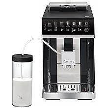 Kenmore Fully Automatic Coffee Maker - With Grinder, Milk Frother & Steamer, Auto Tamper, Descaler Expresso Machine, cafeteras electricas modernas machines For Home/Office Black
