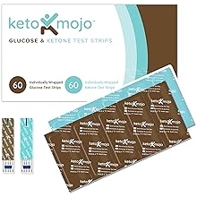 KETO-MOJO Blood Glucose and Ketone Test Strips Combo Pack | 60 Glucose + 60 Ketone Strips 120 Count | for Use Only with GK+ Meter