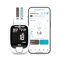 KETO-MOJO GK+ Bluetooth Glucose & Ketone Testing Kit + Free APP for Ketosis & Diabetes Support. 20 Blood Test Strips 10 Each, Meter, 20 Lancets, Lancing Device, and Control Solutions