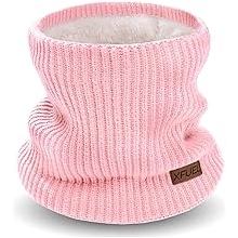 Kids Neck Warmer, Knitted Winter Neck Gaiter, Fleece Lined Infinity Scarf for Boys Girls, Ski Mask for Cold Weather