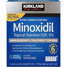 KIRKLAND Signature Minoxidil 5% Hair Regrowth Treatment for Men | 6 Months Supply | Topical Solution | Extra Strength | Clinically Proven | Unscented Drops | Dropper Included
