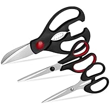 Kitchen Shears Set - QtoiKce Kitchen Scissors 3 Pack All Purpose Poultry Shears,Stainless Steel Sharp Utility Cooking Scissors for Home