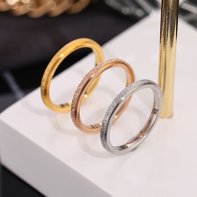 Korean Style Fashionable Cool Titanium Steel Frosted Ring Ring Fashion 18k Rose Gold Stainless Steel Couples Ring Fine Ring Jewelry