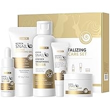 Korean Snail Essence Skin Care Kit,Skincare Gifts for Women,Include Gentle Cleanser,Toner,Eye Cream,Serum,Cream,Long-Lasting Moisturizing &amp; Nourishing,Minimizes the Look of Wrinkles