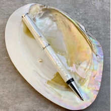 Stunning Mother of Pearl Ballpoint Pen with German-made Refill, Pearl White Shell Gift for Writing, Beautiful Pen for Men &amp; Women