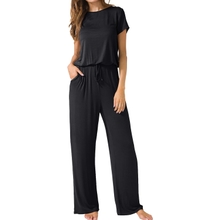 LAINAB Womens Soft Summer Jumpsuits Short Sleeve Casual Wide Legs Rompers