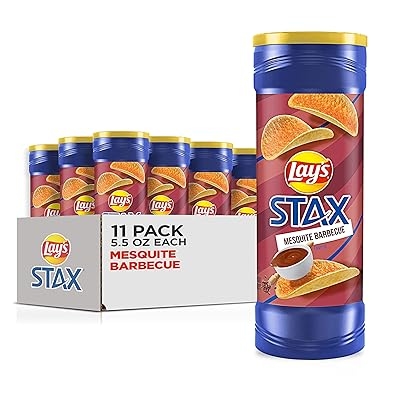 Lays Stax Mesquite Barbecue Flavored Potato Crisps, 5.5 Ounce Pack of 11
