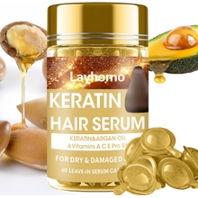 Hair Treatment Serum, 60 Capsules Hair Treatment Oil for Dry Damaged Hair, Hair Oil with Leave-In Anti-Frizz Conditioner with