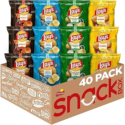Lays Potato Chips, 4 Flavor Variety Pack, 1 oz Single Serve Bags, 40 Pack
