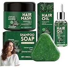 Arborvitae Leaf Hair Care Set Hair Oil Shampoo Bar Hairs mask Set, Natural Usman Grass Shampoo Soap And Hairs Mask Kit, Hydrating Nourishing Scalp And Ha/ir Treatment Care Kit for Dry Damaged