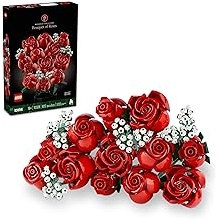LEGO Botanicals Bouquet of Roses Artificial Flowers - Fake Red Roses Building Set for Adults, Ages 18+ - Gifts for Valentines Day for Her - Home Decor for Table Display - 10328
