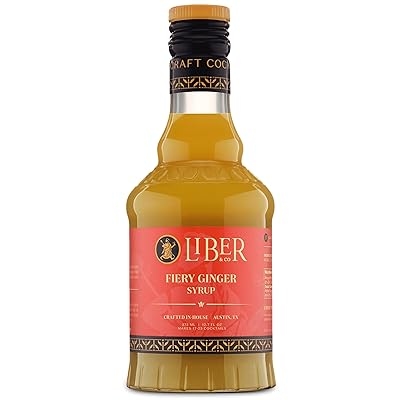 Liber & Co. Fiery Ginger Syrup - Made with 50% Organic Peruvian Ginger Juice - Perfect for Moscow Mules, Dark N Stormies, Sodas - Makes 25 Drinks 12.7 oz