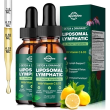 Liposomal Lymphatic Drainage Liquid Drops - Lymphatic Support Supplement with Dandelion Root, Cleavers, Echinacea, Calendula for Immune, Detox Cleanse, Lymph System Support, Lemon Flavor, 4 Fl Oz