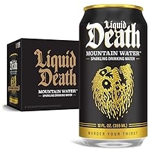 Liquid Death, Sparkling Mountain Water, 18-Pack 12oz Cans, Real Mountain Source, 100% American Made