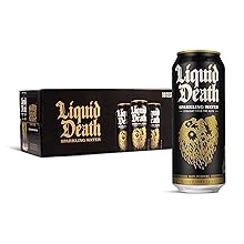 Liquid Death, Sparkling Mountain Water, 18-Pack Tallboy Size 16.9oz Cans, Real Mountain Source, Natural Minerals & Electrolytes