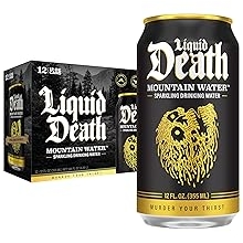 Liquid Death Sparkling Mountain Water, Real Mountain Source, Ice-Cold Cans, Infinitely Recyclable, 12 Fl Oz Pack of 12