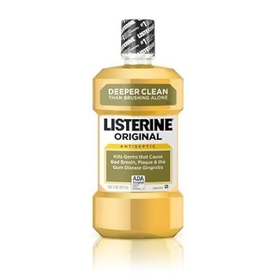 Listerine Original Oral Care Antiseptic Mouthwash with Germ-Killing Formula to Fight Bad Breath, Plaque and Gingivitis, 500 mL Pack of 4