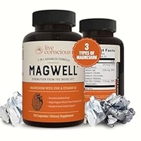 Live Conscious Magwell Magnesium Zinc & Vitamin D3 - Magnesium Glycinate, Malate, Citrate - Triple Supplement for Women & Men - for Sleep, Bone, Heart, Immune Support - 120 Caps