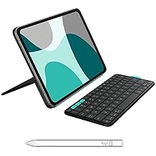 Logitech Flip Folio, Keyboard Case for iPad Pro 11-inch M4 & iPad Air 11-inch M2 & M35th Gen - 2024 - Protective & Stowable Bluetooth Keyboard Case, Multi-Device Black+ Crayon Digital Pencil
